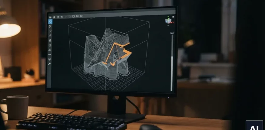 Podgląd warstw modelu 3D w oprogramowaniu przed rozpoczęciem druku